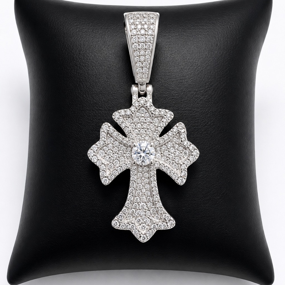 925 Sterling Silver 2.30CT MOISSANITE Cross Men’s Pendant